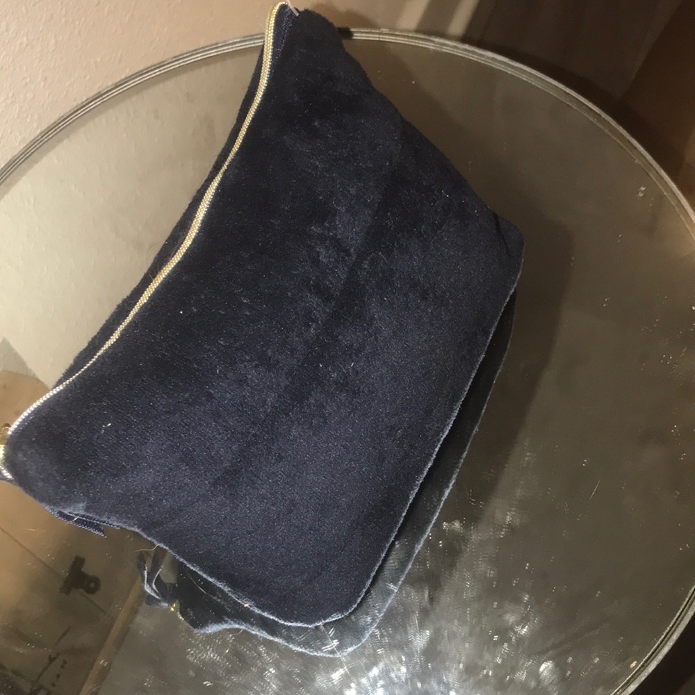 Luxurious Navy Velvet Cosmetic Bag